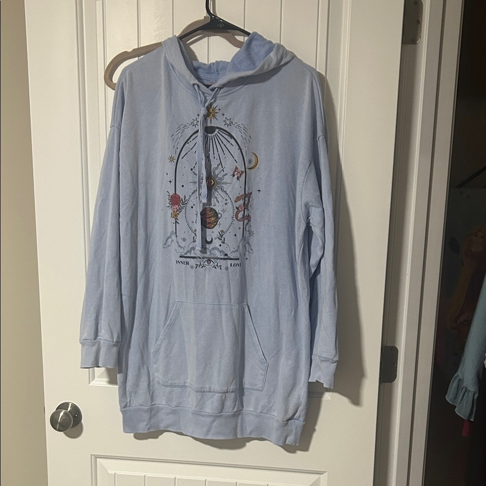 No Boundaries Light Blue Graphic Hoodie